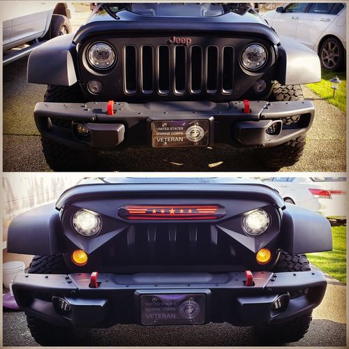 Customer photo review of Gladiator Grille w/ Red Star DRL for 07-18 Jeep Wrangler JK