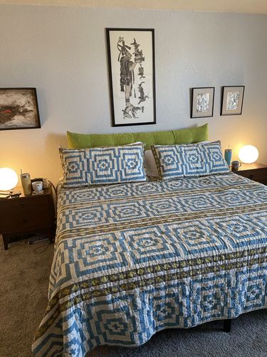 Customer photo review of Sky Blue Hypnotic Quilt Set by Justina Blakeney®
