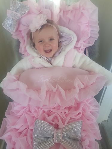 Customer photo review of Personalised Pink Bling Extra Frill Footmuff