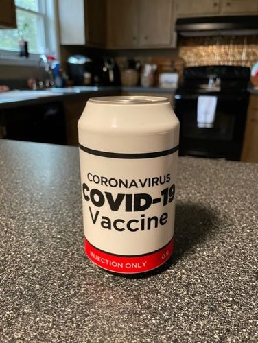Customer photo review of Covid-19 Vaccine Beersy Silicone Sleeve Hide-a-Beer Can Cooler