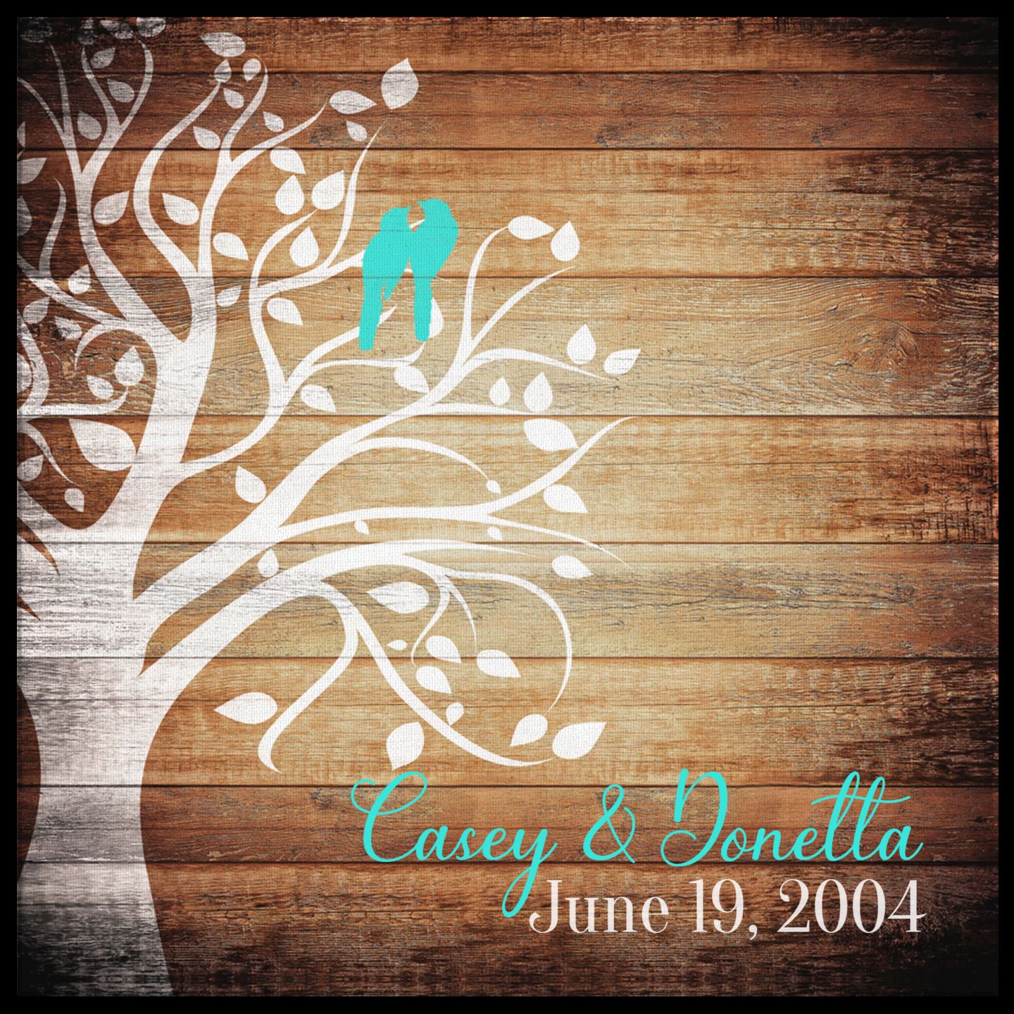 Customer photo review of Personalized Couple's "Love Birds On Tree" Premium Canvas