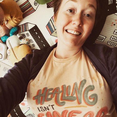 Customer photo review of Healing Isn't Linear -- T-Shirt