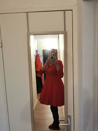 Customer photo review of Robe Année 50 Manches Longues Solide