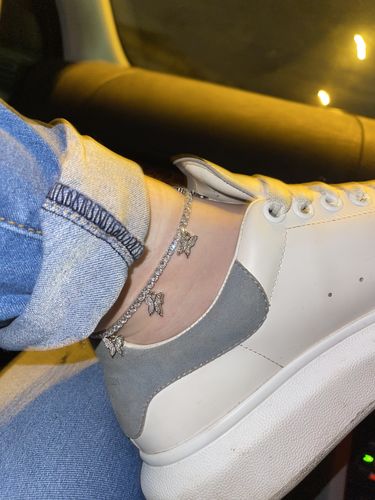 Customer photo review of Dainty Butterfly Tennis Anklet