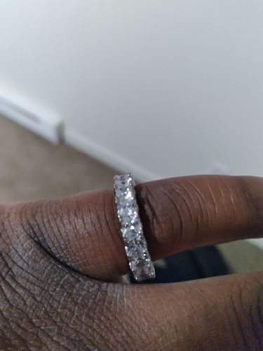 Customer photo review of Rhodium Large Princess Cut Eternity Ring Band