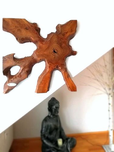 Customer photo review of Teak Holz Wandbild Wanddeko NAGA 60cm x 60cm