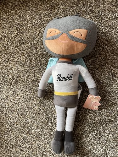 Customer photo review of Personalized Superhero Leyadoll with Gift Bag - 2 Skin Tones Boy Plush Doll Super Hero Batman