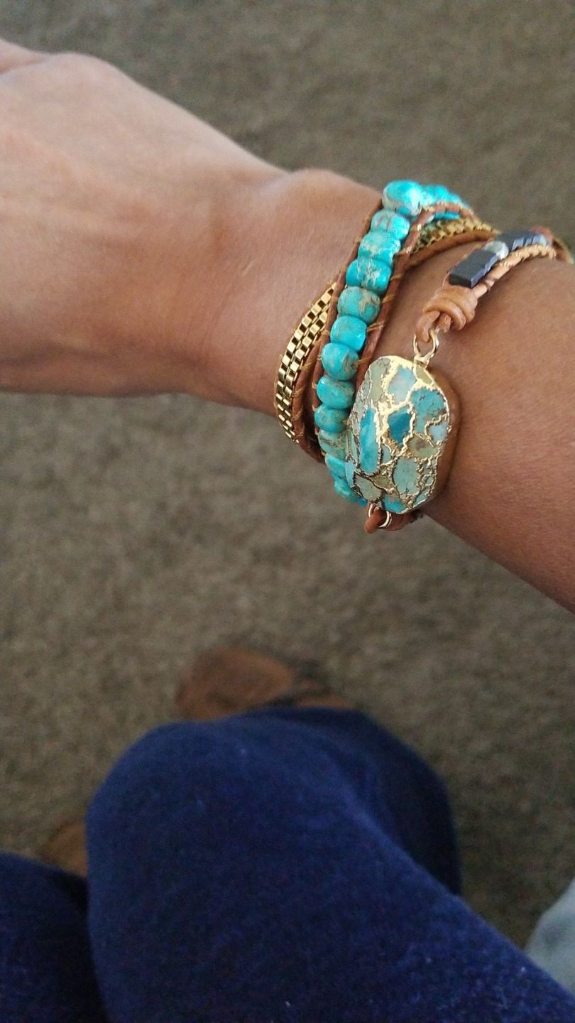 Customer photo review of Turquoise Calming Energy Wrap Bracelet
