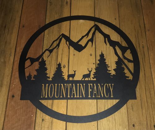 Customer photo review of Personalized Deer and Mountains Sign