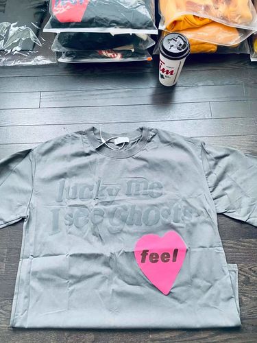 Customer photo review of "Lucky Me I See Ghosts" Tee