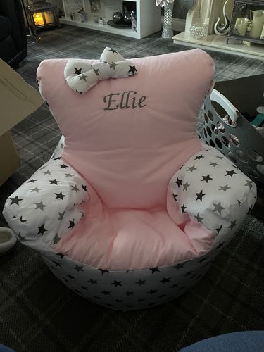 Customer photo review of Personalised Pink And Grey Star Bean Bag Chair