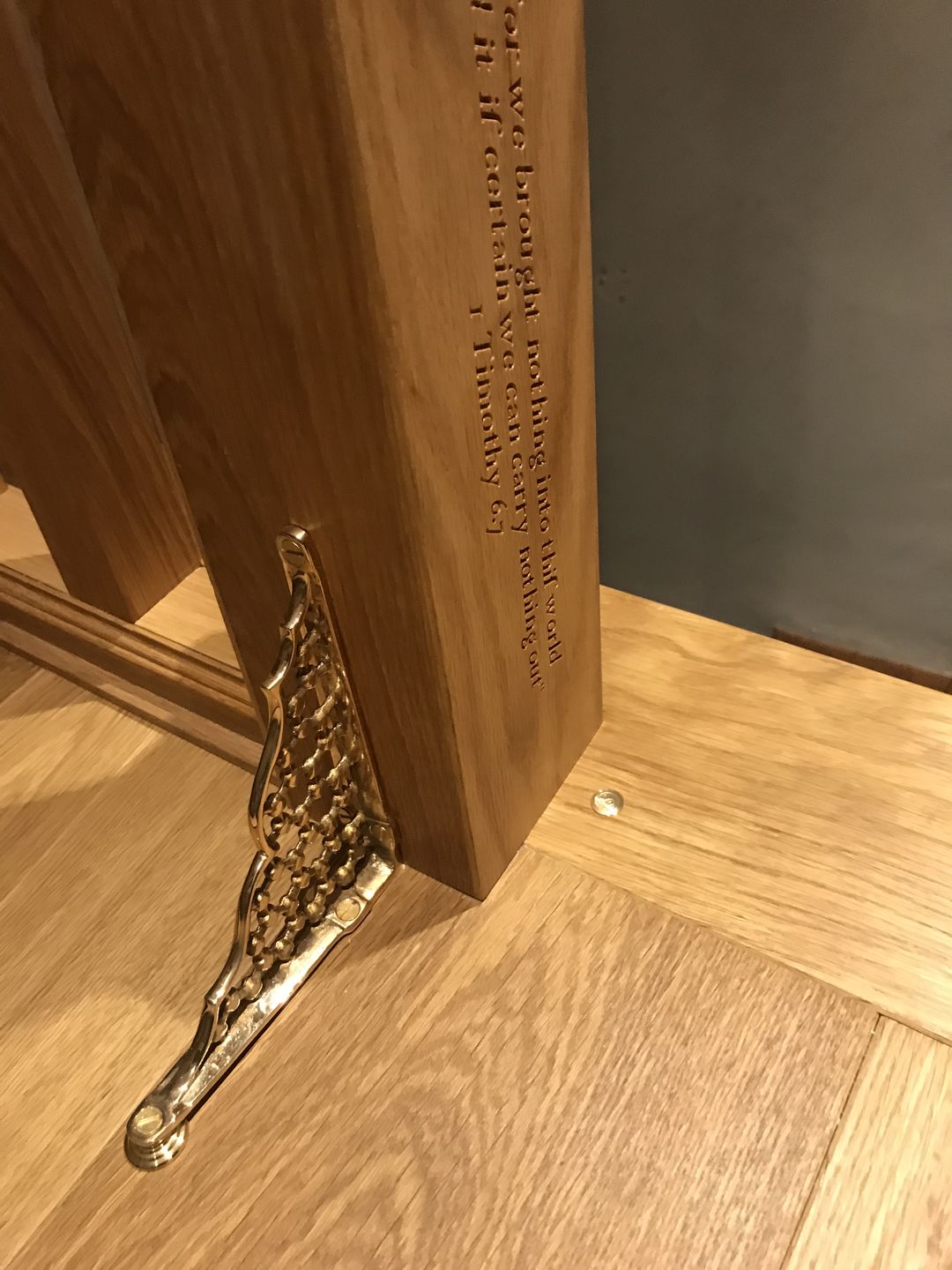 Customer photo review of 6 x 5 Inch Honeycomb Brass Shelf Bracket