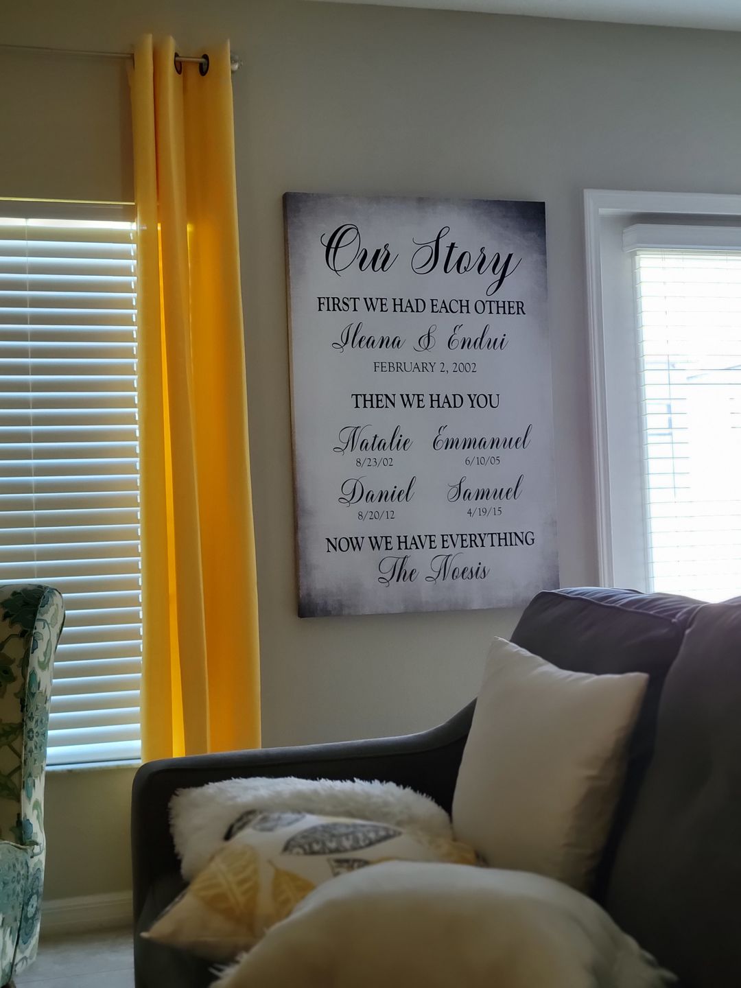 Customer photo review of Personalized "Our Story - First We Had Each Other" Premium Canvas