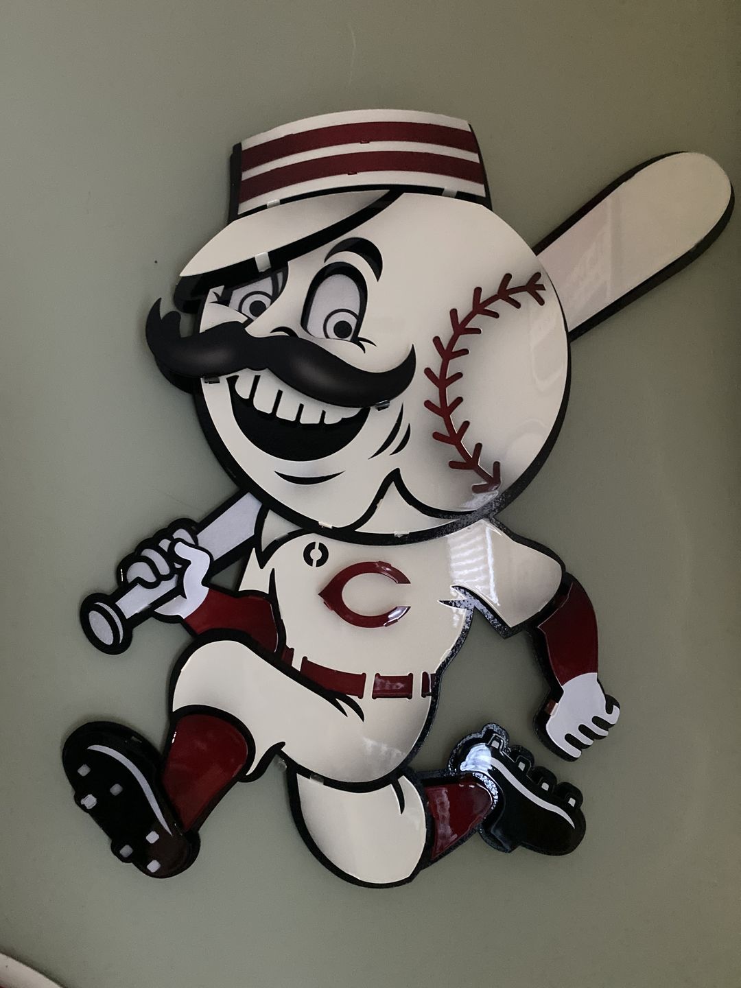 Customer photo review of Cincinnati Reds Mr. Red 3D Metal Artwork