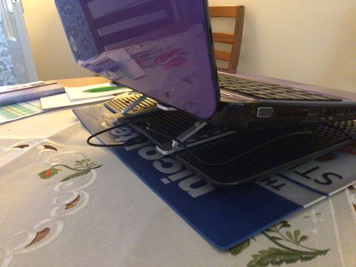 Customer photo review of Laptop Stand | Aluminium, Portable & Foldable