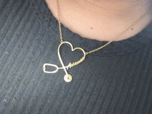 Customer photo review of Personalized Stethoscope Necklace