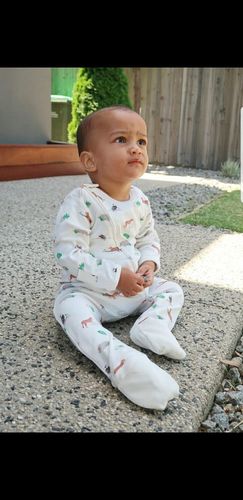 Customer photo review of Animal Kingdom Organic Long Sleeve Zipsuit