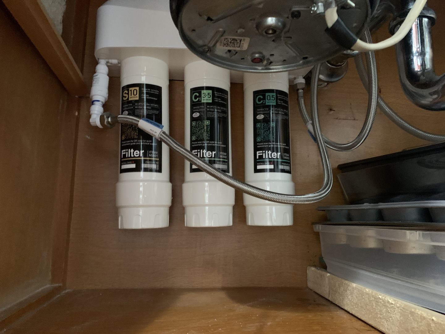Customer photo review of Frizzlife 3-Stage Under Sink Water Filter System SK99-NEW, Direct Connect
