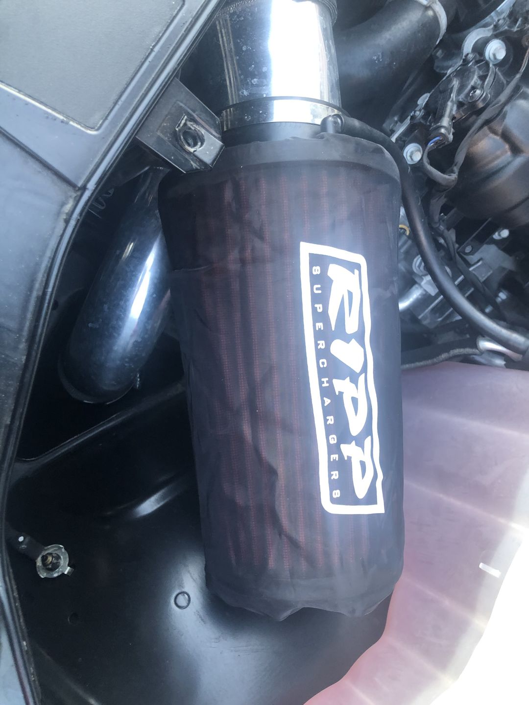 Customer photo review of Air Filter Sock for RIPP Supercharger Air Filters Water Proof