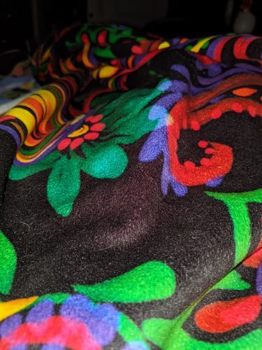 Customer photo review of Dark Bohemian Paisley Pattern Print Sherpa Blanket