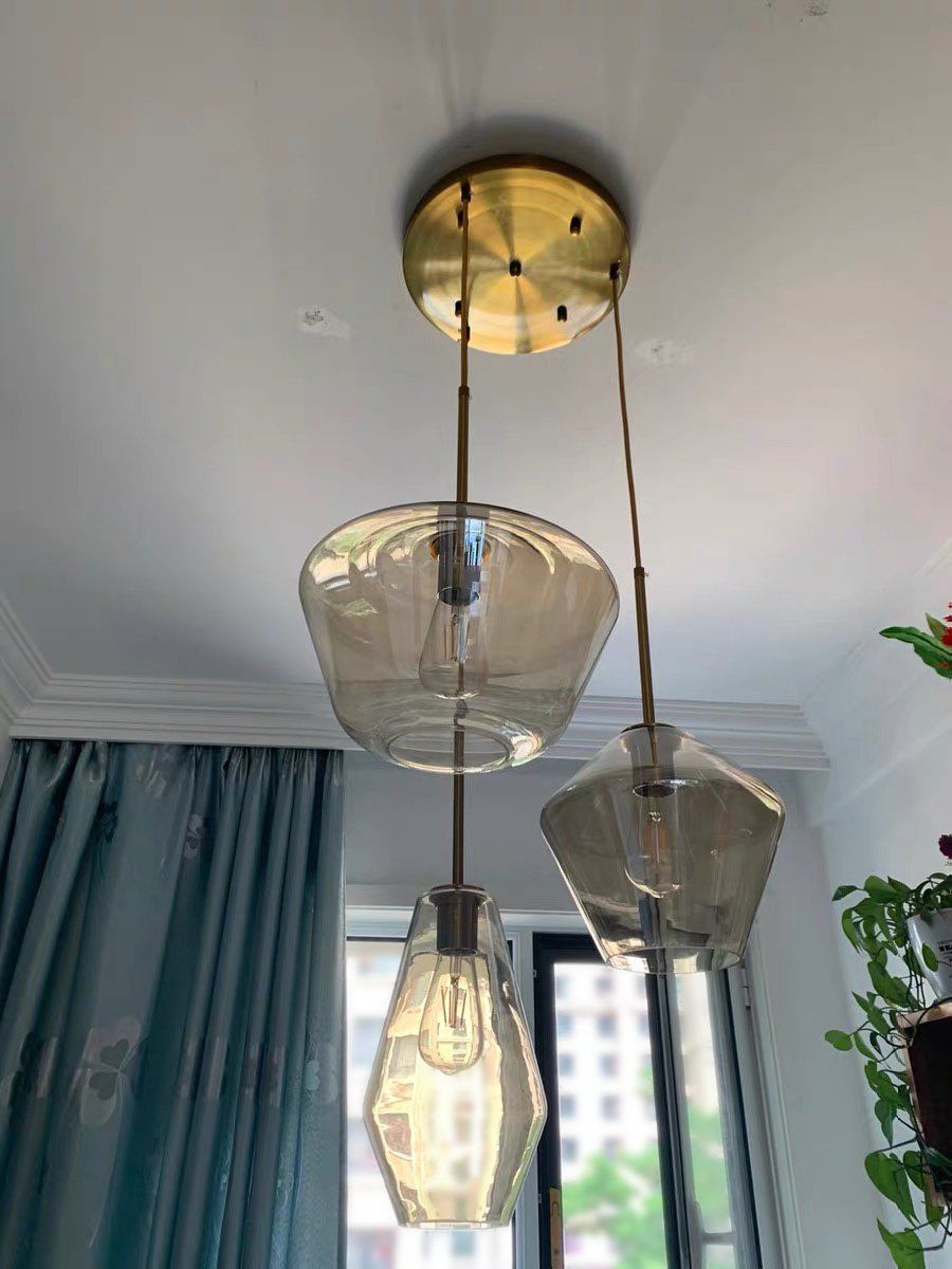 Customer photo review of Modern Brass Geometric Glass Pendant Light