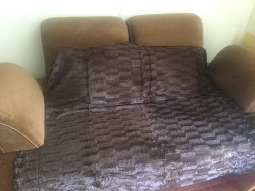 Customer photo review of Faux Mink Fur Reversible Throw Blanket