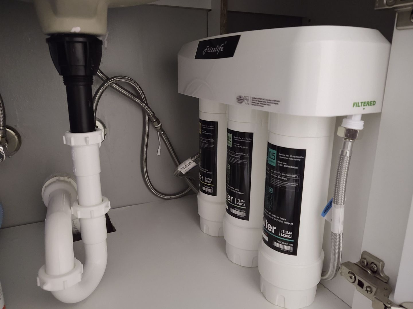 Customer photo review of Frizzlife 3-Stage Under Sink Water Filter System SK99-NEW, Direct Connect