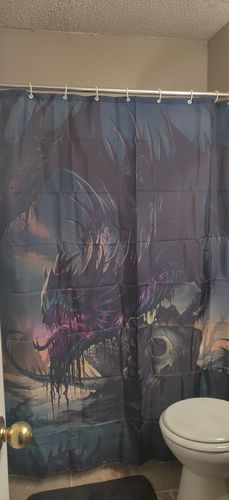 Customer photo review of Clan Black Dragon Shower Curtain Bathroom Decor