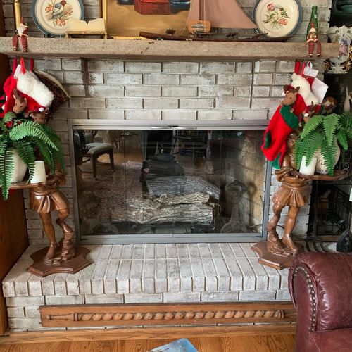 Customer photo review of Steel Fireplace Glass Doors Masonry - Cabot