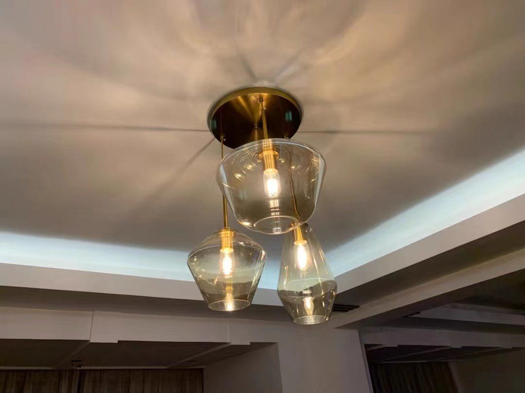 Customer photo review of Modern Brass Geometric Glass Pendant Light