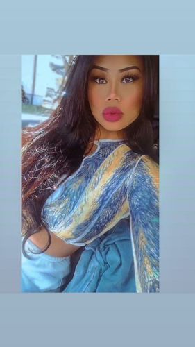 Customer photo review of Lace up front long sleeve printed top