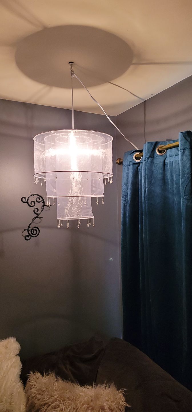 Customer photo review of Single Socket White Pendant Light Lamp Cord for Lanterns & Light Bulbs, 15FT, UL Listed, Switch - Electrical Swag Light Kit