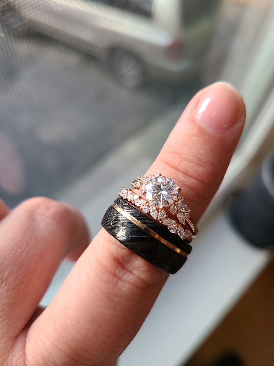 Customer photo review of Black Damascus and Rose Gold