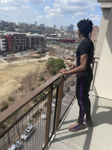 Customer photo review of Solid One Stripe Track Pants Black - Red (100-401)