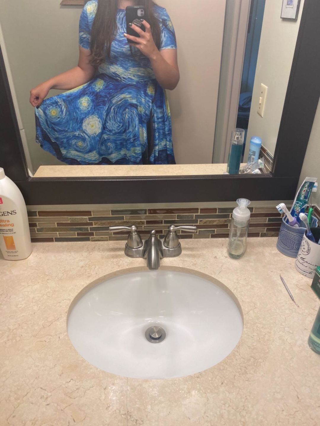 Customer photo review of Van Gogh The Starry Night Print Dress