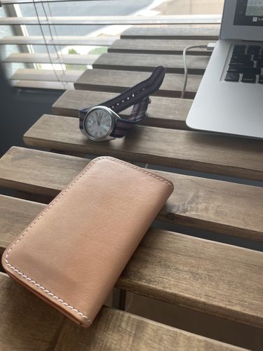 Customer photo review of No.52 | 'Natural Oak' Vertical Leather Wallet