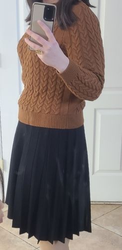 Customer photo review of CABLE KNIT SWEATER-CINNAMON
