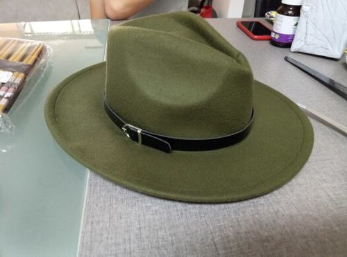 Customer photo review of Wide Brim Fedora Hat with Buckle