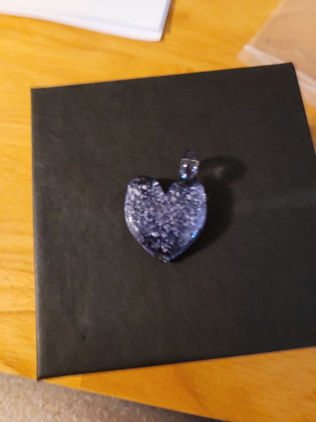 Customer photo review of Translucent Heart Pendant with Cremation Ashes