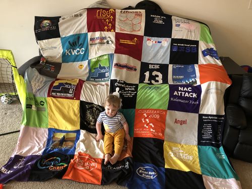 T-shirt quilt from kalamazoo valley community college by Andrea from MI