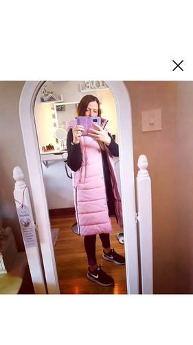 Customer photo review of Skylar Pink Longline Puffer Gilet