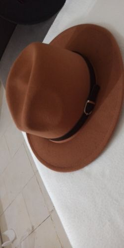 Customer photo review of Wide Brim Fedora Hat with Buckle