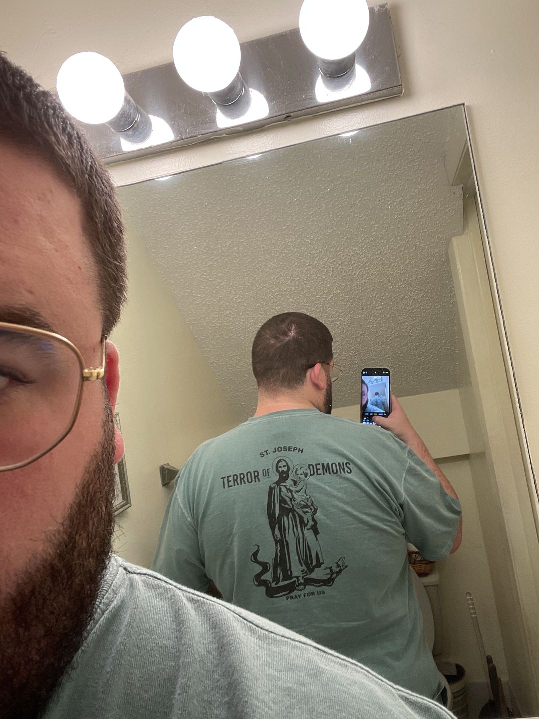 Customer photo review of Saint Joseph - Terror of Demons Heavyweight Garment Dyed Tee