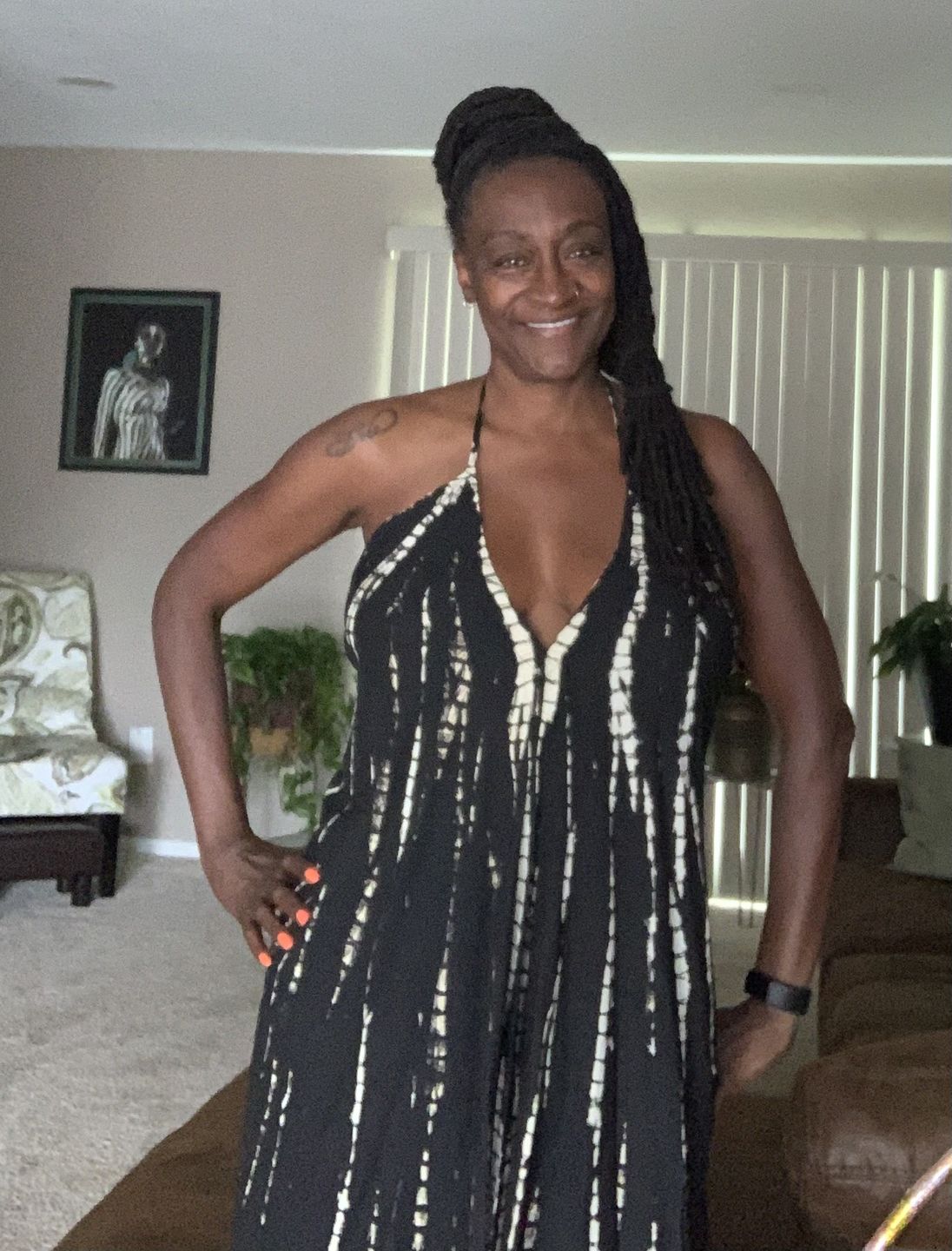 Customer photo review of Flamingo Tie Dye Dress Black