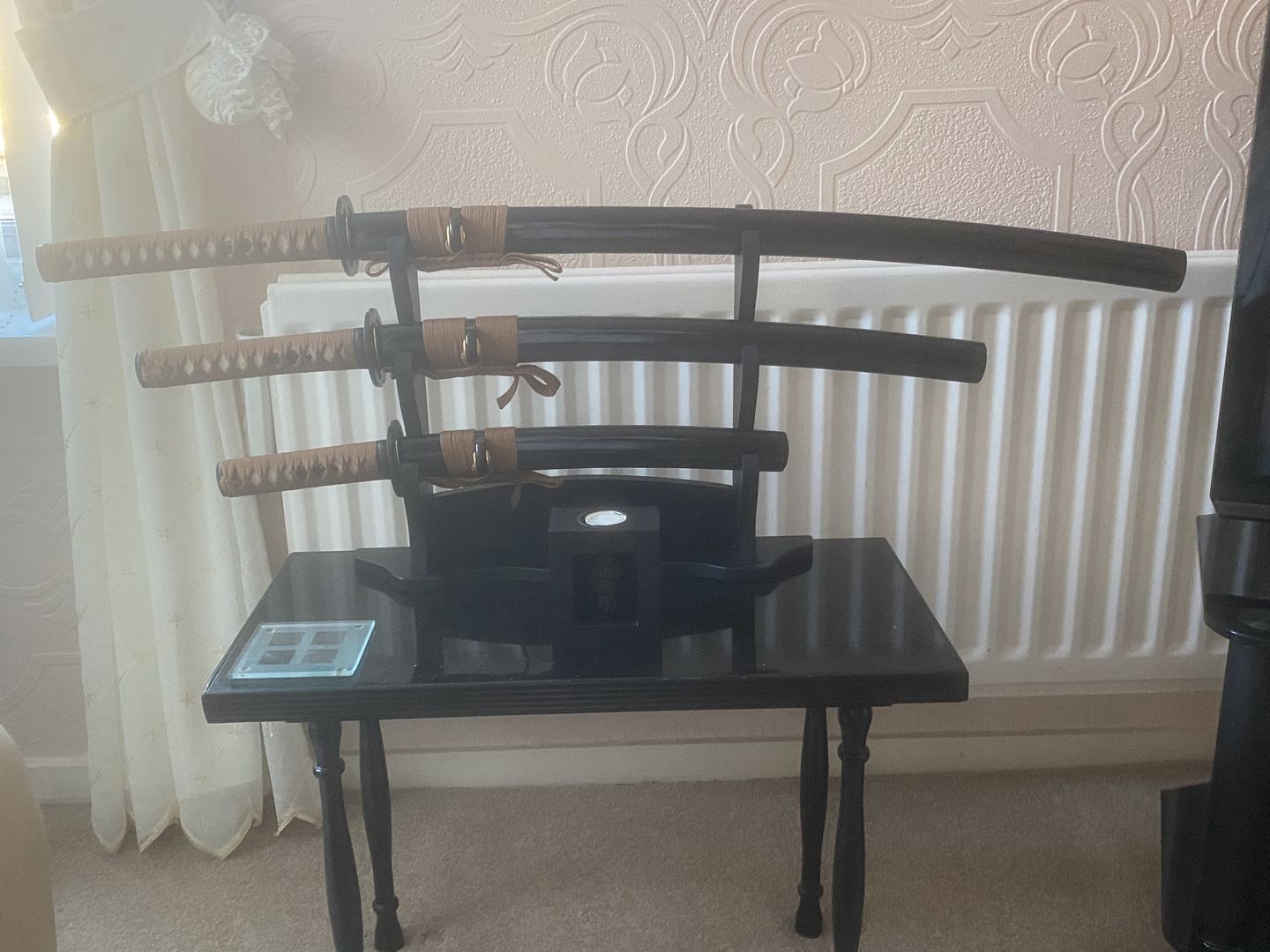 Customer photo review of High Quality Hand Forged Japanese Samurai Sword Set ( Katana + Wakizashi +tanto)