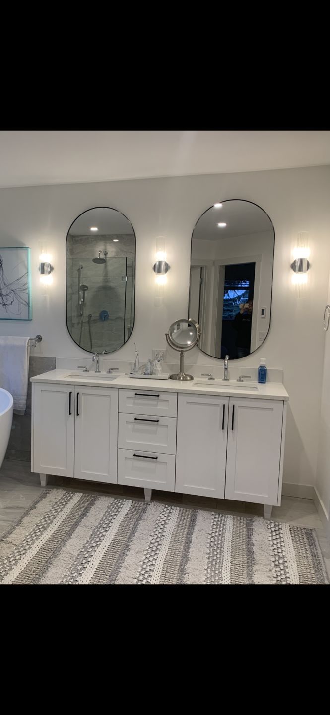 Customer photo review of Bridgeport 72" Satin White Bathroom Vanity, Double Sink