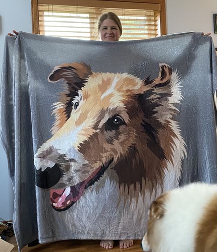 Customer photo review of Custom Pet Fleece Blanket