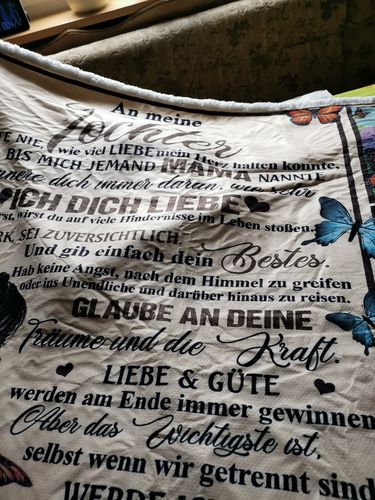 Customer photo review of "An meine Tochter" Decke - Schmetterling