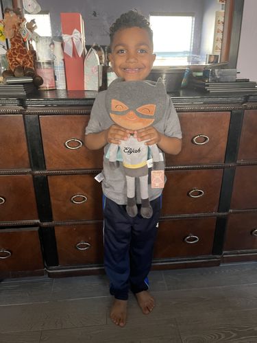 Customer photo review of Personalized Superhero Leyadoll with Gift Bag - 2 Skin Tones Boy Plush Doll Super Hero Batman