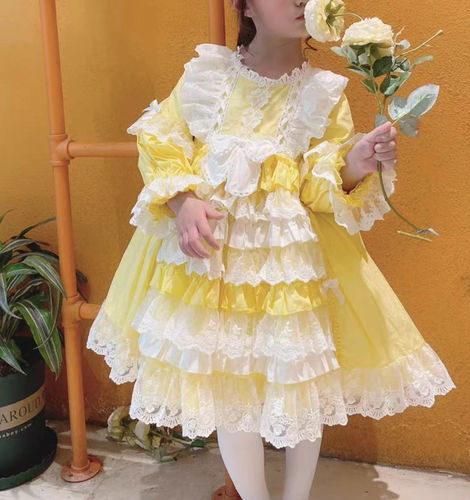 Customer photo review of Yellow Lolita Lace Floral Girl Princess Cake Dress